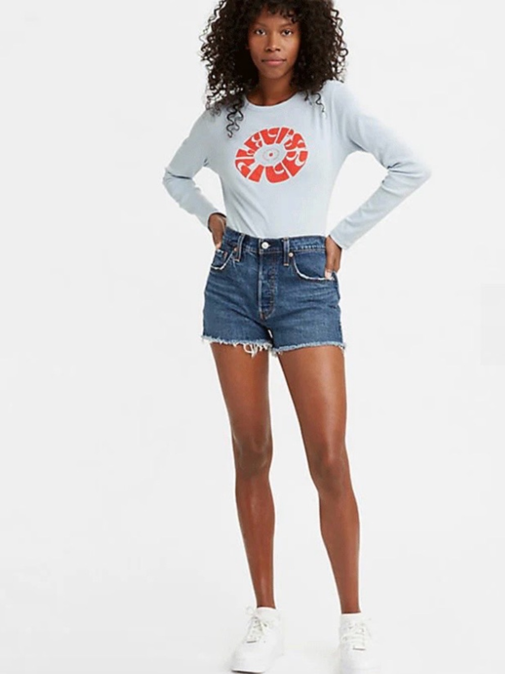 Levi’s 501 Original High Rise Shorts “Salsa Mood” Distressed W28 EUC